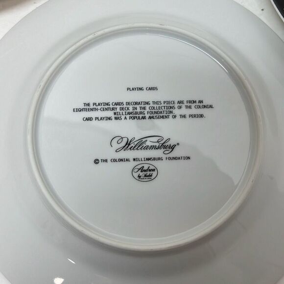 Playing Cards Bridge Poker Set of 4 Dessert Plates Colonial Williamsburg - Picture 9 of 12